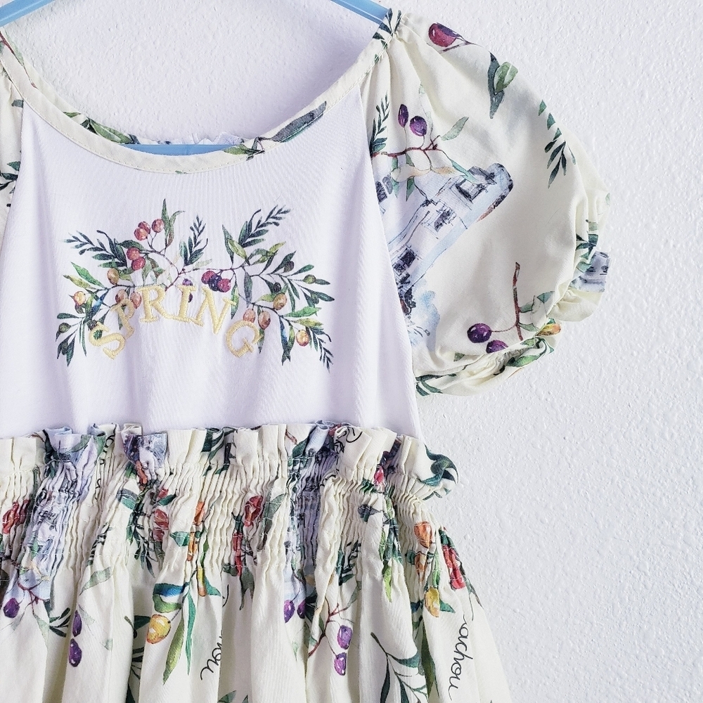 Patachou Floral Ruffle Ruched Fruit Dress - Picture 4 of 9